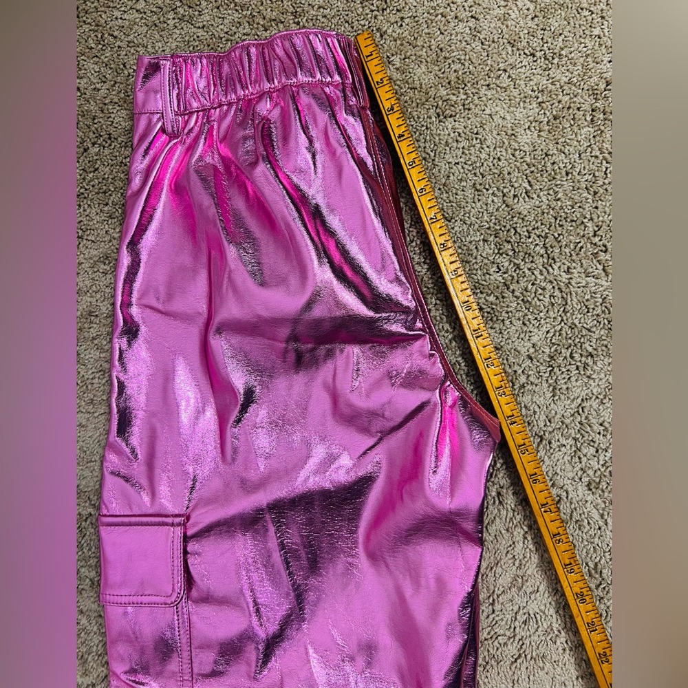 Pink Metallic High-Rise Cargo Pants – Lined, Fits Like L - Picture 9 of 16